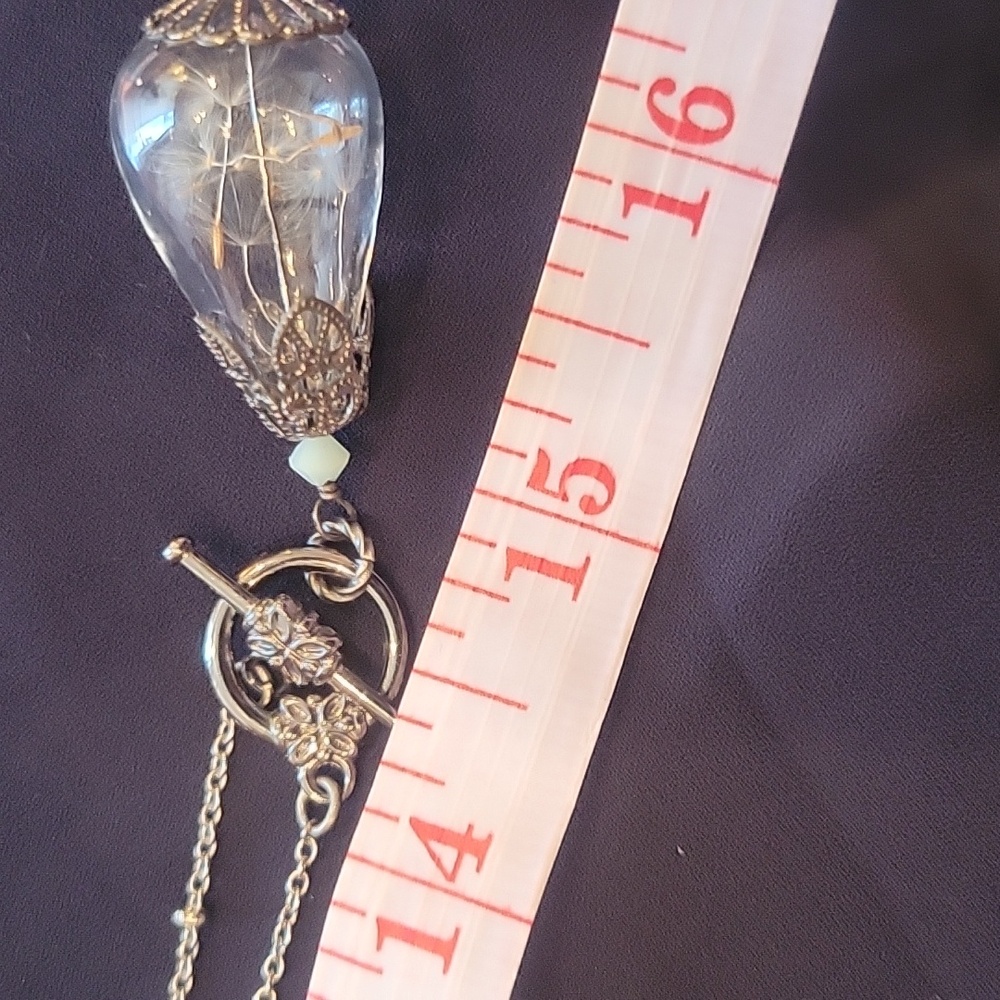Make a Wish dandelion in blown glass necklace! 28" T- chain - Picture 9 of 13